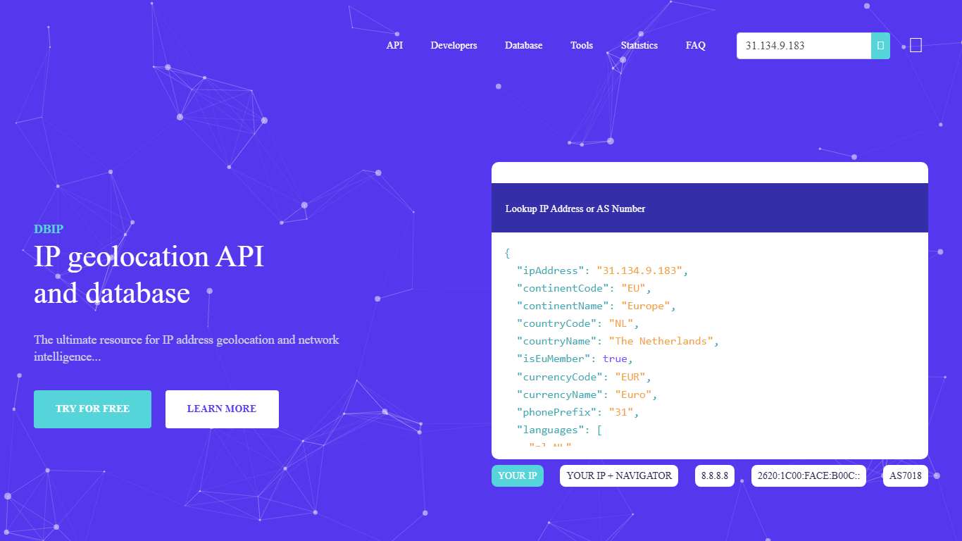 IP Geolocation API & Free Address Database DB-IP