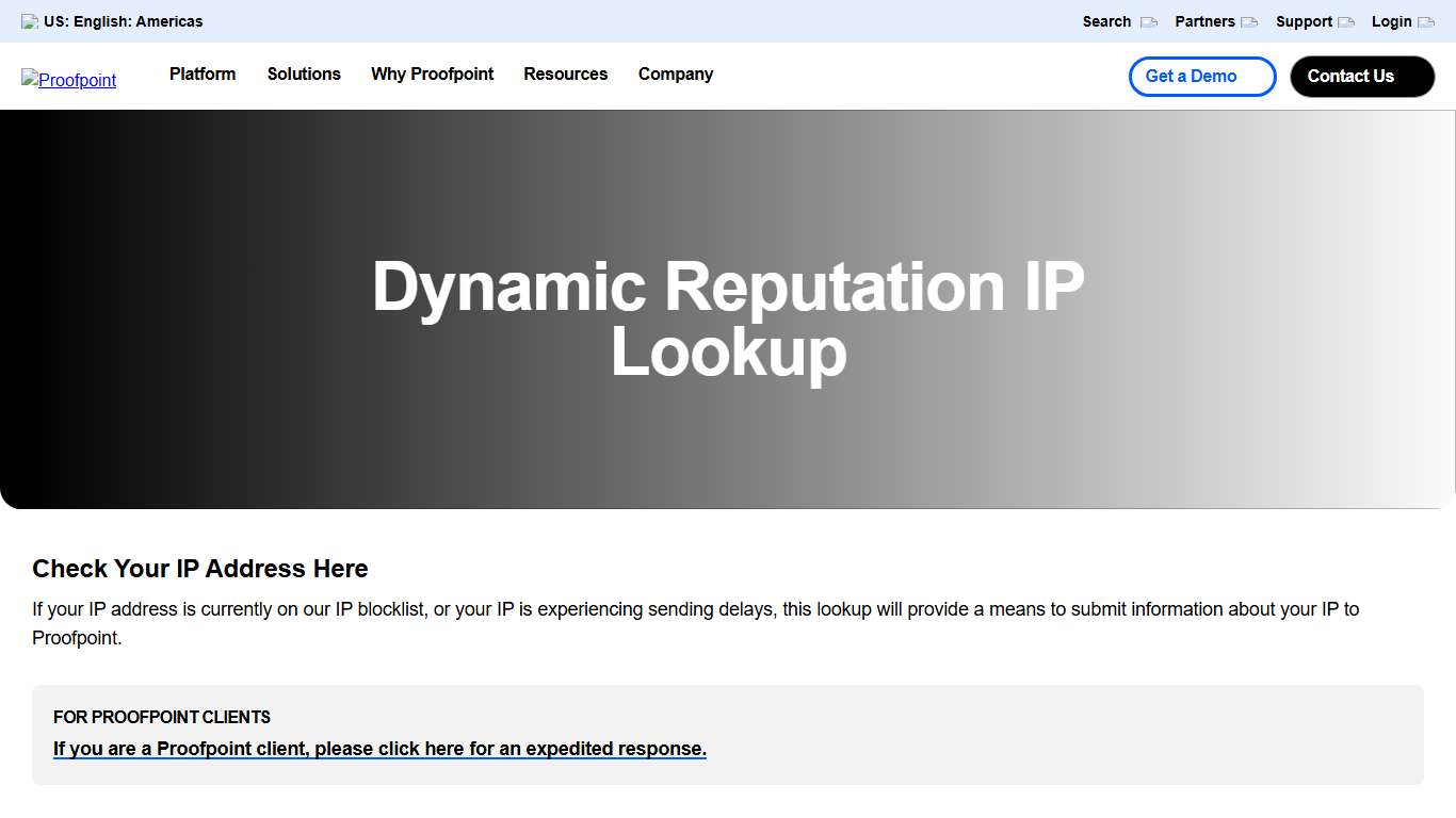 Dynamic Reputation IP Lookup Proofpoint US