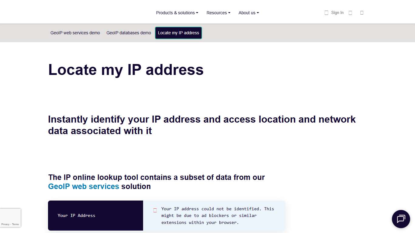 Identify and Locate my IP address MaxMind